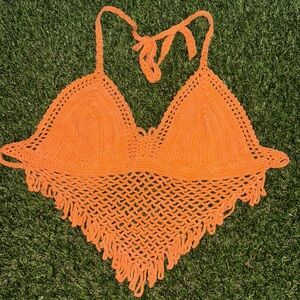 Orange Crochet Halter Top